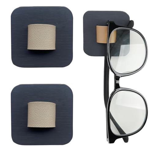 Ianulus 2 Porta Occhiali da Parete, mensola rustica per occhiali, supporto compatto per camera da letto, armadio, montaggio a parete in legno, per porta d'ingresso o comodino, supporto per (Nero)