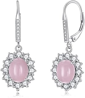 YFN Birthstone Earrings Sterling Silver Created Oval Cut Drop Dangle Leverback Earrings Jewellery Gifts for Women