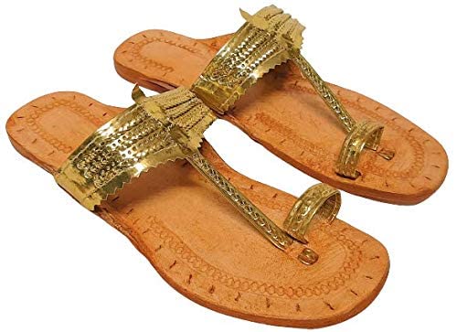 EthnicVibes Kolhapuri - Scarpe basse da donna in pelle morbida Chappal etnico indiano Jutti Khussa ST413