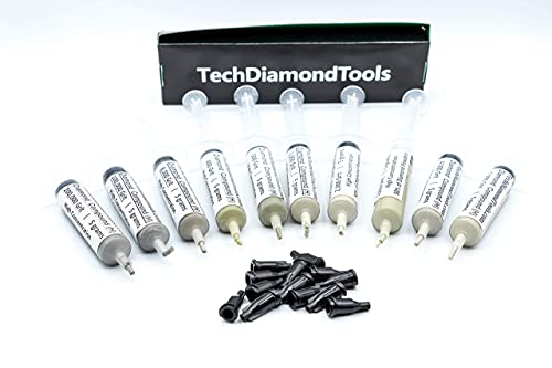TechDiamondTools Kit de 10 Pasta de Polimento Composto de Polimento de Diamante de Grão 200.000 A 40