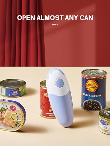 Reemix Elektrischer Dosenöffner, Batteriebetrieben, Einhandbedienung, Automatisch & Freihändig, Passt auf fast alle Dosen, Sicherer Schnitt ohne scharfe Kanten (Batterien nicht enthalten) (Blau Grau)