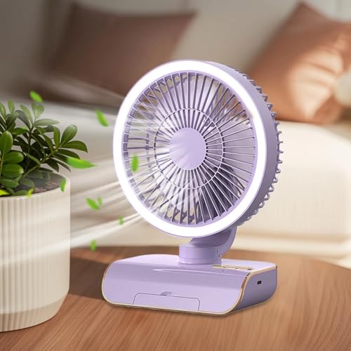 Image of 4000mAh High Speed ๐๐๐๐ก๐๐ซ๐ ๐๐๐๐ฅ๐ Table Fan for Home, ๐๐ฌ๐๐ข๐ฅ๐ฅ๐๐ญ๐ข๐ง๐ ๐๐๐ง with ๐๐๐ ๐๐ข๐ ๐ก๐ญ | ๐๐๐ ๐๐๐ซ๐ฌ๐จ๐ง๐๐ฅ Fan, ๐ ๐๐ฉ๐๐๐ (F1 - Purple)