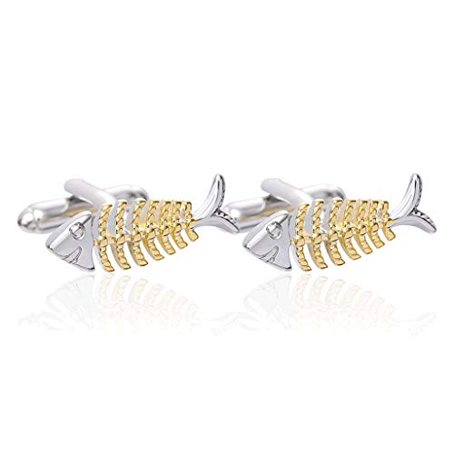 DGSJD Elegante Goldfish Hueso Gemelos Moda Manguitos Groom Joyas de boda Gemelos únicos Padre Regalo Hombres Joyería Cover
