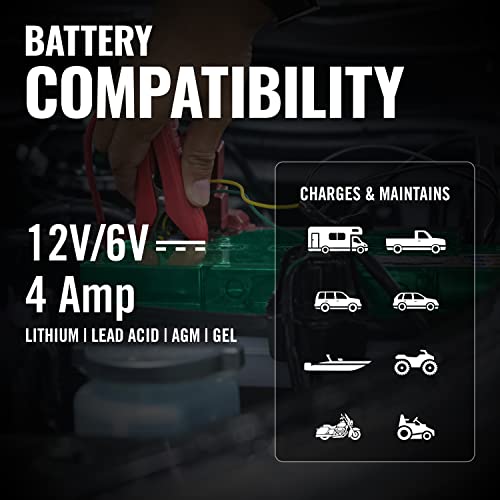 Battery Tender 5 Bank Battery Charger And Maintainer, 12 Or 6 Volt 4 Amp For Charging Automotive And Marine Batteries #TOP3