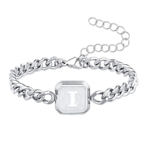 Image of Bellino Initial Bracelet Cuban Link Chain Mens Bracelets Jewelry Gifts
