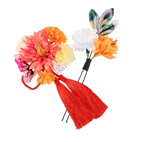 TOGEVAL 2個花の流れのデザイン ヘアコーム 和式髪飾り 結婚式用 ヘッドド