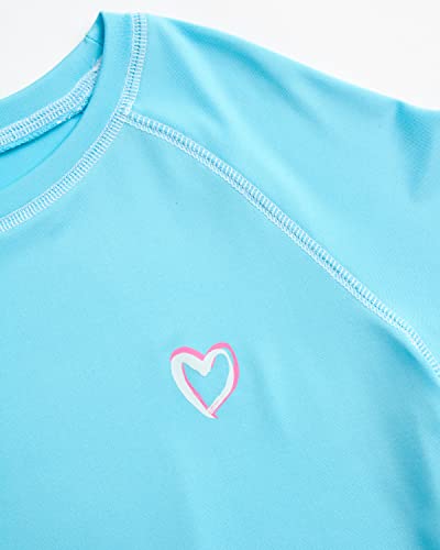 Image of Pink Platinum Girls Rash Guard Shirt - 2 Pack UPF50+ Sun Protection Quick-Dry Swim Shirt Short Sleeve Rash Guard for Girls