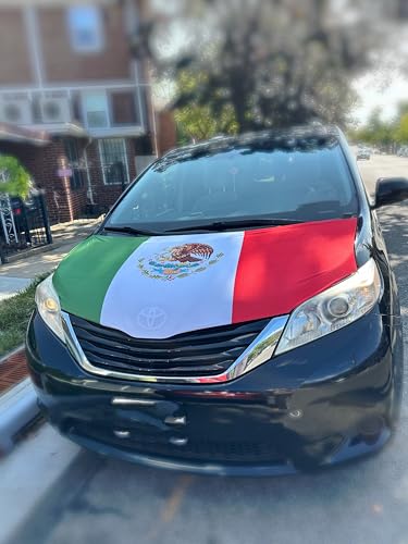 Image of Car Hood Cover Country Flag Hood Cover Durable Weatherproof Universal Fit Car Cover for All Seasons Protection Custom Fit for Cars Trucks SUVs (Mexico)