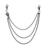 IEFIEL Mens Punk Wallet Chain Biker Fashion Metal Jeans Cool Skull Trouser Long Wallet Key Chain Silver One Size