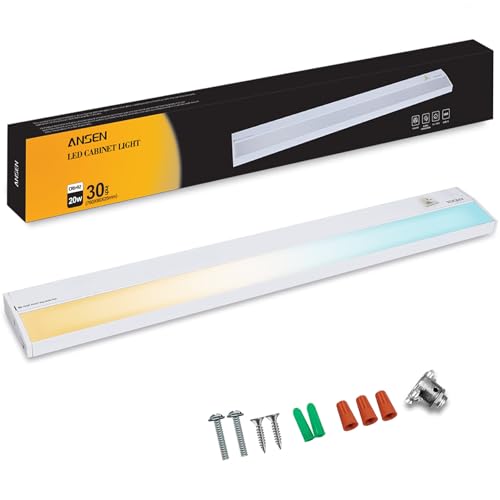 Image of Ansen Hardwired Under Cabinet Lighting, 30in 20W LED Light for Kitchen /Closet, 1150lm, CRI>92, R9>90, 5 Color Temperature, Dimmable, 2700K-5000K(Warm White, Cool White, Daylight)
