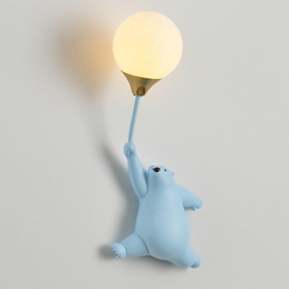SXSCARKX G9 Cartoon Bear Balloon Wall Light Hardwired Lamp For Kids Bedroom 3D Printed Lampshade Living Room Sconces Fairy Mount Lighting Fixture Girls/Boys