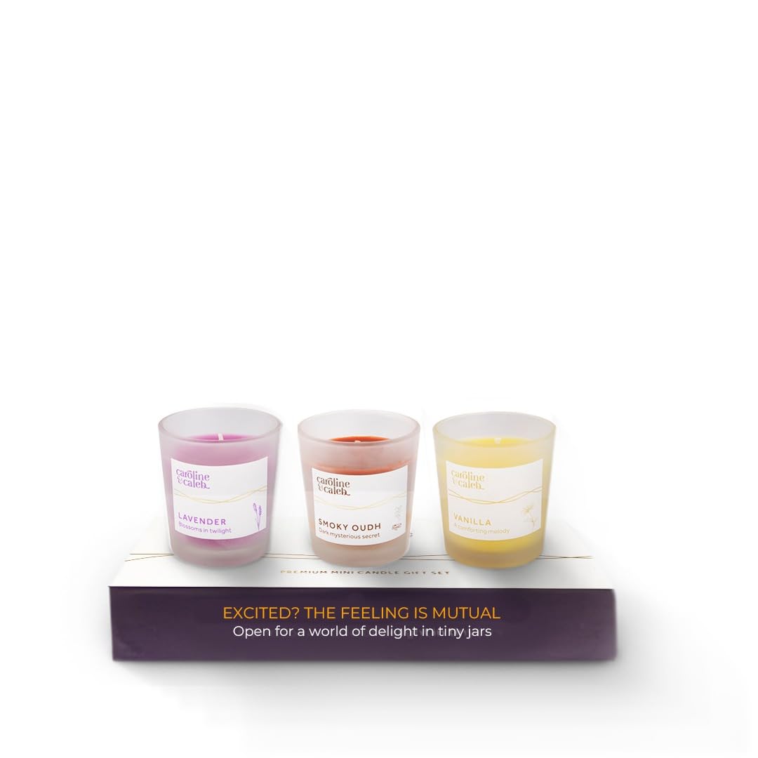 Aroma Soy Wax Candles Set of 3 | Scented Aromatic Fragrance Lavender, Smoky Oudh and Vanilla | Scented Candle Set of 3 | Home Decor Candles | Candles for Gifting | Aromatherapy