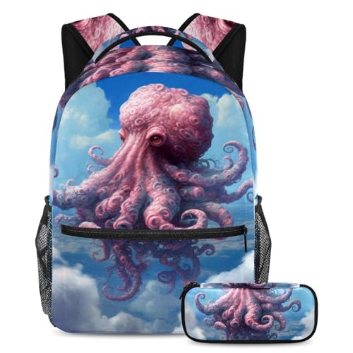 Sac à dos et trousse pieuvre grand format avec bretelles confort