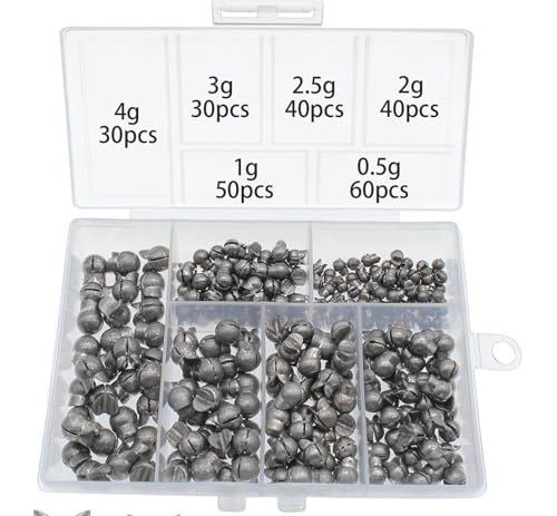 250Pcs Split Shot Fishing Weights Sinkers, Round Assortment Fishing Weight Clip on Sinker Weight Freshwater Saltwater Fishing Gift for Fishing Lovers