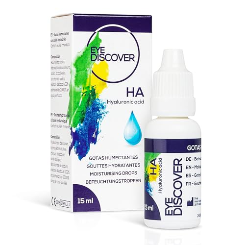EYE DISCOVER, Lágrimas Artificiales con Ácido Hialurónico e Hidroxietilcelulosa, Gotas Humectantes Ojos Secos, Hidratantes, Alivian la Irritación y Aportan Frescor, 15 ml