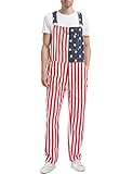 YXLUOKY Men's American Flag Bib Overalls With Zipper Denim Romper Adjustable Straps Usa Onesie 4th Of July Jumpsuit(red white blue,XL)