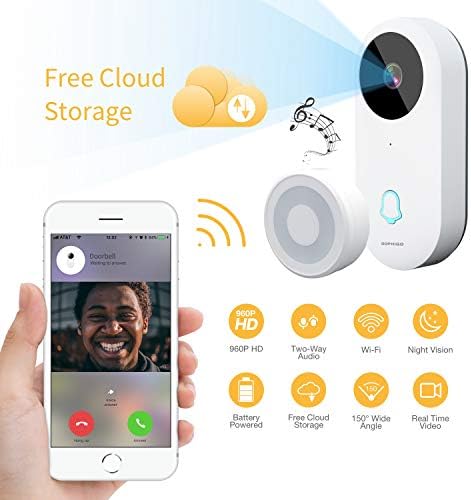 Smart Video Doorbell, Famisafe 960P HD WiFi Security Camera Doorbell with Chime, Real-time HD Video Doorbell, 2-Way Audio, Free Cloud Service