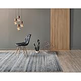 Dimensiones: 230 x 160 cm Deladeco – Alfombra viscosa efecto seda contemporánea – contemporánea – étnica – azul – Fácil cuidado – Dimensiones: 230 x 160 cm