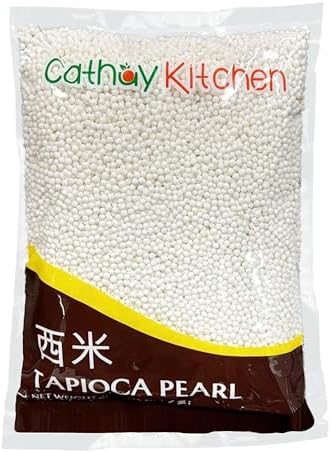 CATHAY KITCHEN Cassava Sago Tapioca Pearls, Best For Bubble Boba Milk Tea, Non-GMO Certified, Gluten Free, Sago Ball Desserts, Soup Or Thickening Sauce, Pack of 12 Oz