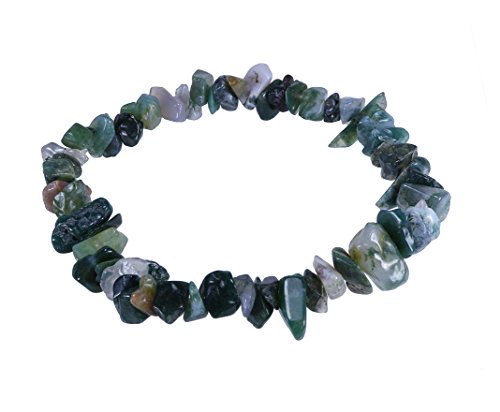 Preisvergleich Produktbild Lebensquelle Plus Moosachat Splitterarmband / Echter Moosachat / Hochwertiges Edelstein Armband