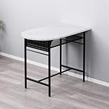 Mirai-Show ダイニングテーブル 半円 2人用 壁付け 北欧 おしゃれ 丸 2人掛け ワンルーム シンプル コンパクト パソコンデスク 食卓テーブル カフェテーブル 丸 小さめ 狭い部屋 楕形 一枚板 大理石風 石目調 白 メラミン天板 一人暮らし 単品 (ホワイト)