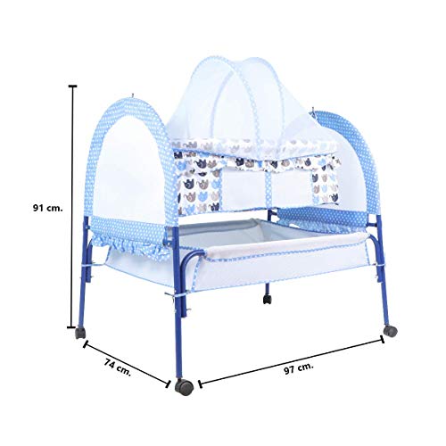 Image of Baby Multipurpose Cradle with Mosquito and Insect Protection Net (Blue)