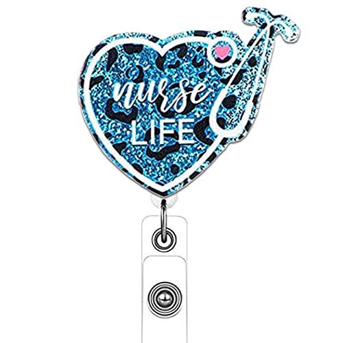 Andging Scrub Life Nurse Badge Reel Glitter Purple Heart Badge Reels Retractable For Nurses Badge Clip Cute Funny Cna Lpn Id Card Badge Holder With Alligator Clip Medical Nursing Student Essentials #TOP8