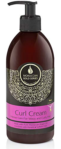 Moroccan Gold Series Curl Cream – Styling Cream for Curly Hair with Pure Moroccan Argan Oil and Keratin – Curl Defining Cream for Curly and Wavy Hair – Curl Enhancer – No Sticky Residue,16.9oz