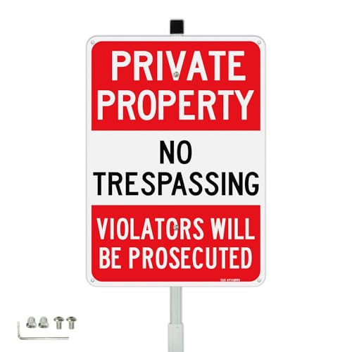Panneau anti-intrusion Private Property étanche avec piquet T&R pour extérieur