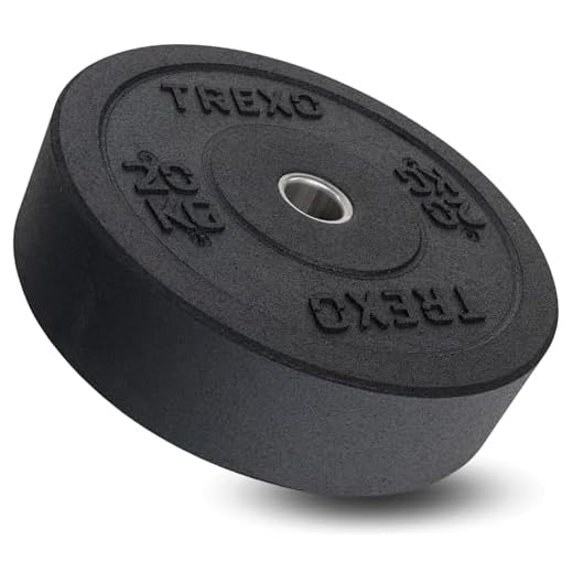 TREXO Discos Pesas Bumper Olímpicos de 20kg Discos Gym de Goma para Barra Olímpica de 50 mm de Diámetro Resistentes para Fitness para Entrenamiento de Fuerza para Crossfit para Gym en Casa TRX-BMP020