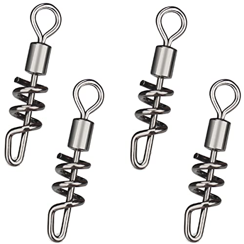 HTHYLURE Ball Bearing Snap Rolling Swivel with Screwed Snap Stainless Steel Connector Barrel Swivel Tackle High Strength Coastlock Clips Corrosion Resistant Trout