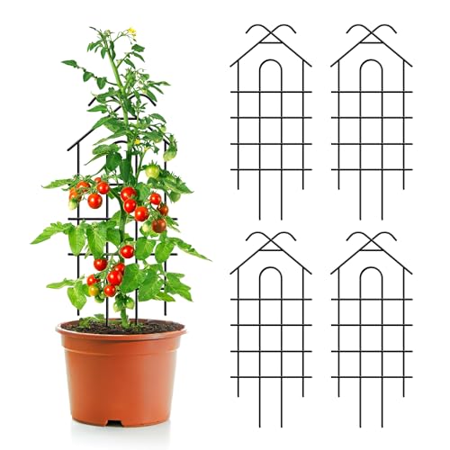 ARIFARO 24 Metal Garden Trellis for Climbing Plants 4 Pack Plant Trellis for Potted Plants Indoor Outdoor Black Trellis for Vines Flowers House Plants 10 Wide