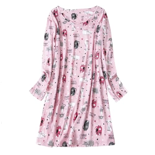 Womens Long Sleeve Nightgowns Sleep Shirts Cotton...