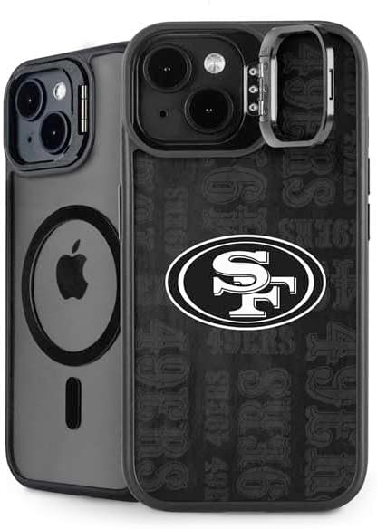 Skinit Kickstand Phone Case Compatible with iPhone 15 - Officially Licensed NFL San Franciso 49ers Black & White Design