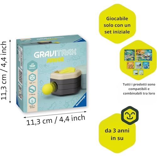 Ravensburger - Gravitrax Junior Espansione Trap | Pista Biglie Con 3 Pezzi | Rompicapo Bambini Con Le Biglie | Giochi Bambino 3 Anni Maschio | Giochi Per Bambini Compatibili Con Tutti I Gravitrax - 3