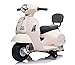 Mondial Toys Moto ELETTRICA per Bambini Mini Vespa GTS Piaggio 6V con Schienale Sedile in Pelle LUCI Suoni Bianco