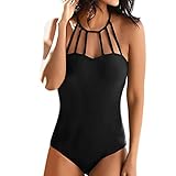 KPPONG Frauen 2019 Sommer Bademode Beachwear Siamese Badeanzug Bikini Set Plus Size Mode Dot Print(Schwarz,X-Large)