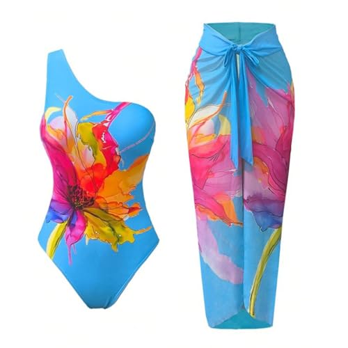 Biquini de dos piezas con estampado de flores en poliéster cómodo y varias tallas para natación
