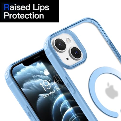 Image of KARWAN️ Hybrid Transparent iPhone 15 Back Cover Case Compatibe with Mag-Safe | Shockproof Design |Camera Protection Bump | Transparent Back Cover Case for iPhone 15 (PC, TPU | Blue