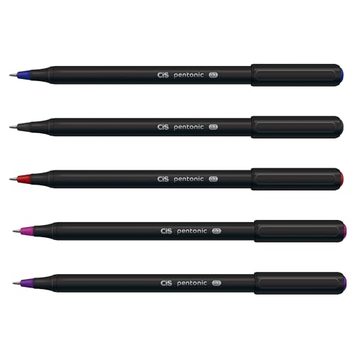 Caneta Esferográfica CIS Pentonic 0.7mm, Estojo com 5 unidades sortidas