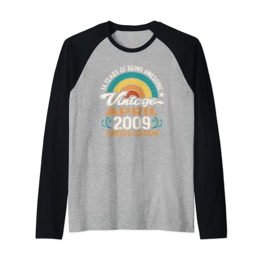 Vintage abril 2009 edición limitada 14 años de edad 14 cumpleaños Camiseta Manga Raglan