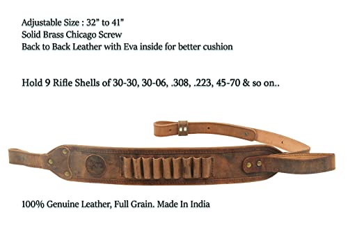 Leather Rifle Sling 1 Inch Wide Padded Strap Hunting Vintage Strong Gun Sling With Ammo Holder #TOP5