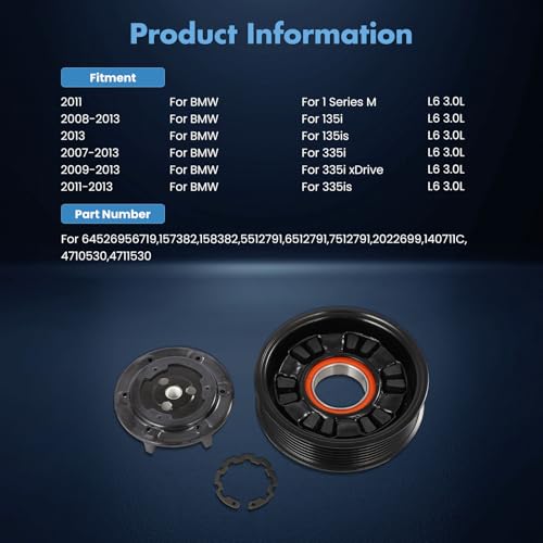 Image of ECCPP A /C Compressor Clutch 2008-2013 Fit for BMW 135i 3.0L AC Clutch
