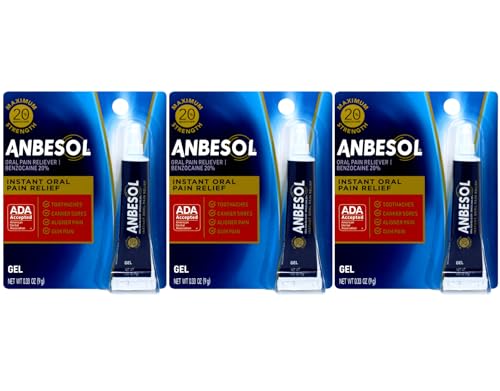 Anbesol Maximum Strength Oral Anesthetic Gel (0.33 Ounce Tube, Pack of 3)