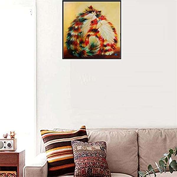 Tloome Kit per Pittura a Mosaico 5D con Diamantini, Gatto DIY Pittura Diamante Adulti/bambini Ricamo Punto Croce Kit Strass Diamante Arte for ​Home decorazione da parete -Round_drill_90x90cm