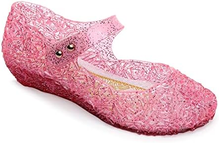 Girls Jelly Shoes, Frozen Inspired Elsa Flats Princess Dress Sandals for Little Kid Size 131, Snow Queen Jellies Mary Jane Birthday Cosplay Costumes