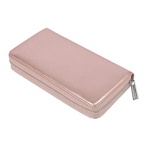 Cynure Women 36 Slots Rfid Blocking Card Holder Large Long Leather Zipper Organizer Accordion Wallet,Rose Gold #TOP4