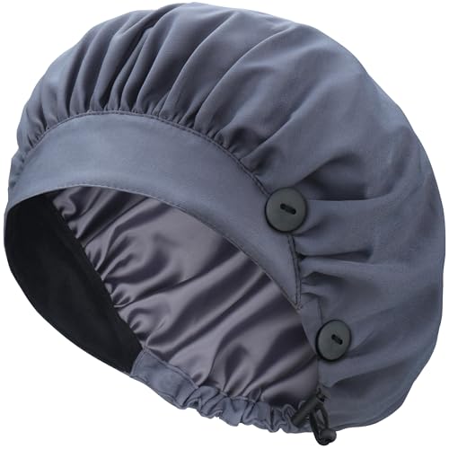 Image of ABAMERICA Bouffant Caps with Button and Sweatband, Adjustable Scrub Caps for Women Men, One Size Multi Color