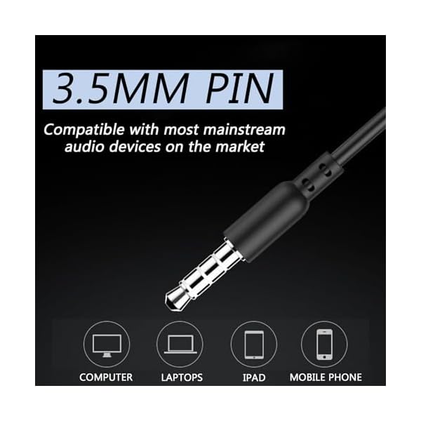 V IOAFSLSE 2-Pack Wired Earbuds with Mic, 3.5mm Jack, High Sound Quality Earphones Compatible with Android, PC, Music, Calls & Video Conferences (Black & White) - Image 4