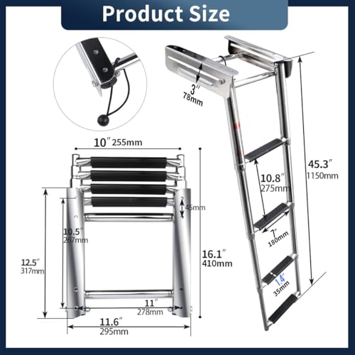 image for Marinebaby 3 & 4 Step Ladder Under Platform Slide Mount Boat Boarding 